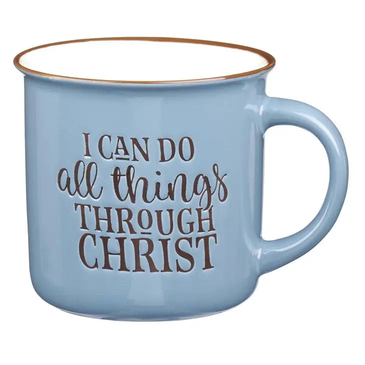 I Can Do All Things Camp Style Mug Blue/White