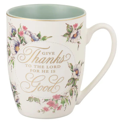 Give Thanks To the Lord White Coffee Mug - Psalm 107:1