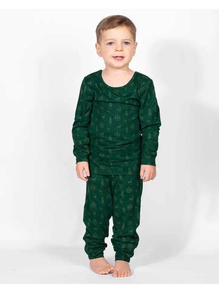 Woodsy Deer Long Sleeve Pajamas Hunter