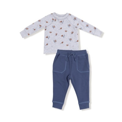 Angel Dear- French Terry Sport Raglan Sweatshirt and Jogger Set- Football Field Goal