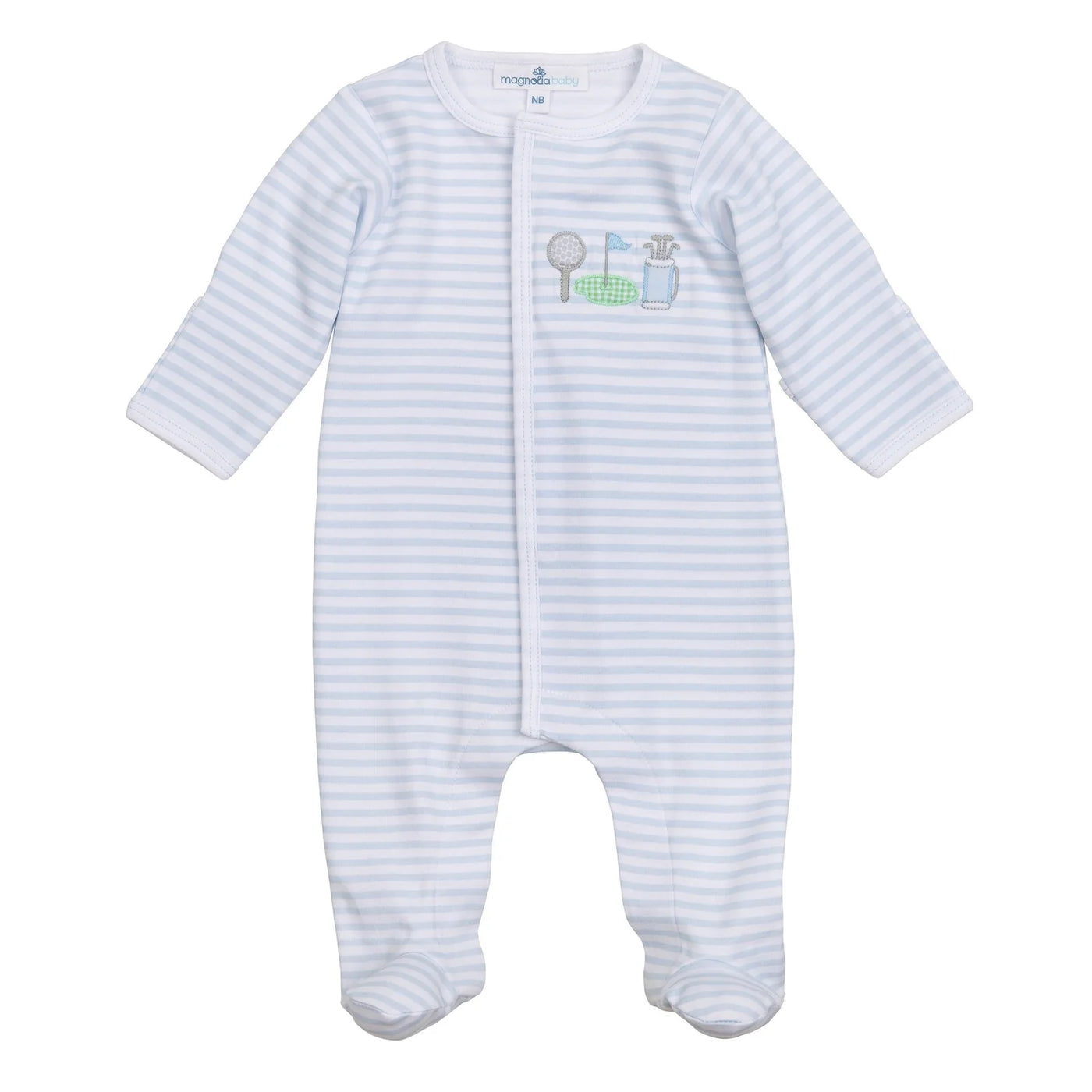 Magnolia Baby- Putting Green Applique Zipper Footie