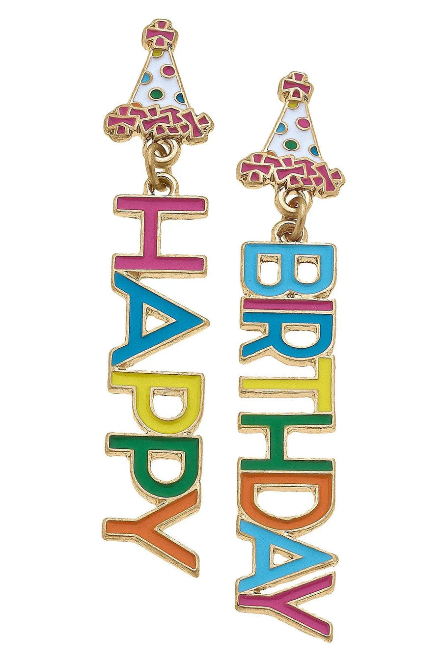 Happy Birthday Enamel Earrings