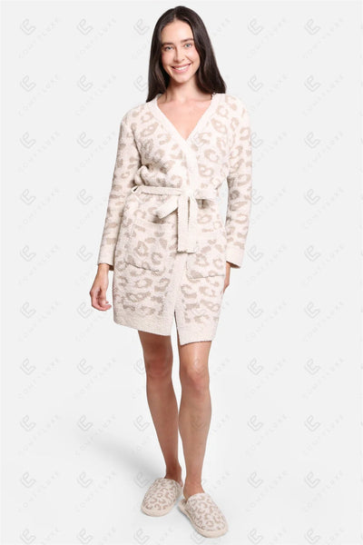 Women's Plush Leopard Robe- Assorted- One Size