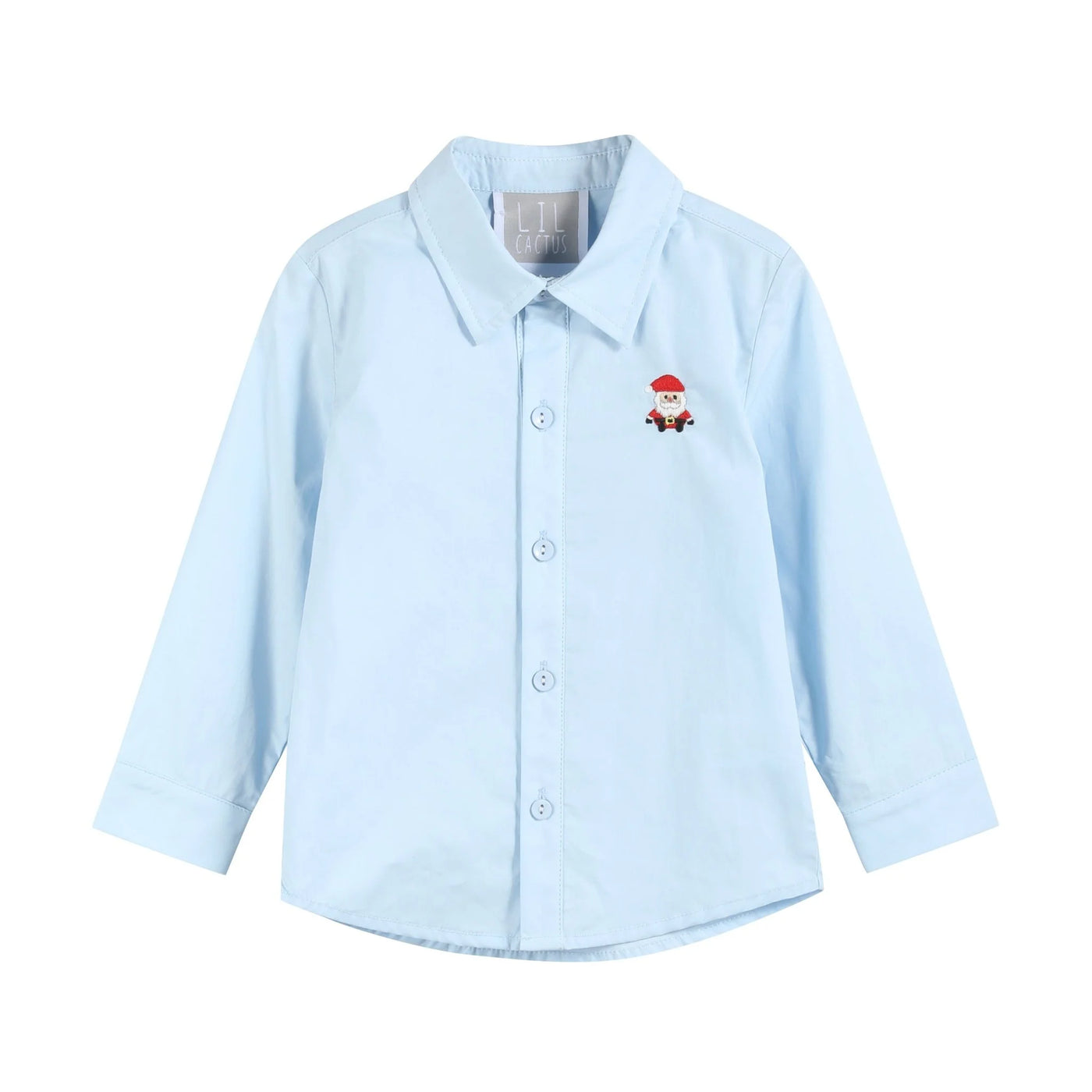 Lil Cactus- Light Blue Santa Dress Shirt