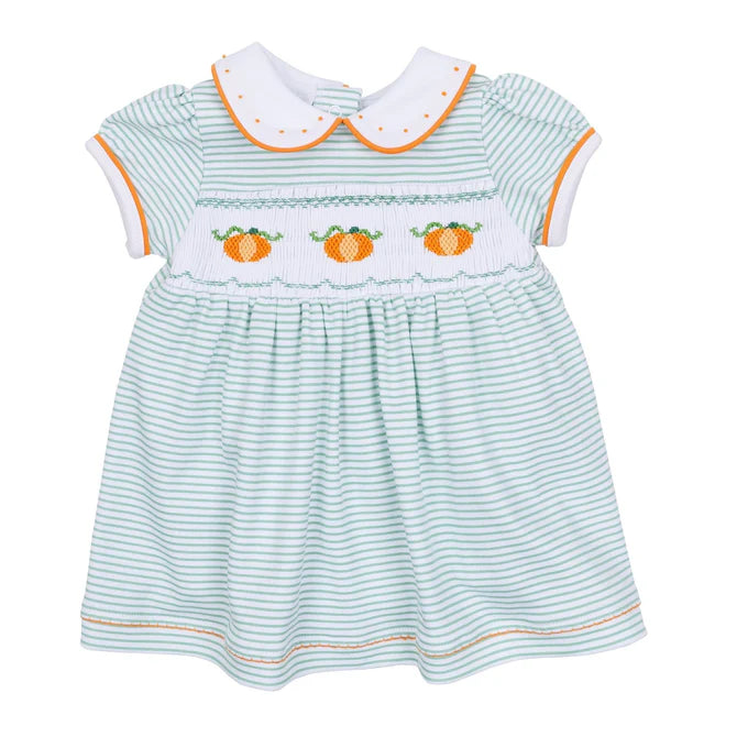 Magnolia Baby- Lil' Pumpkin Classics Smocked Short Sleeve Dress