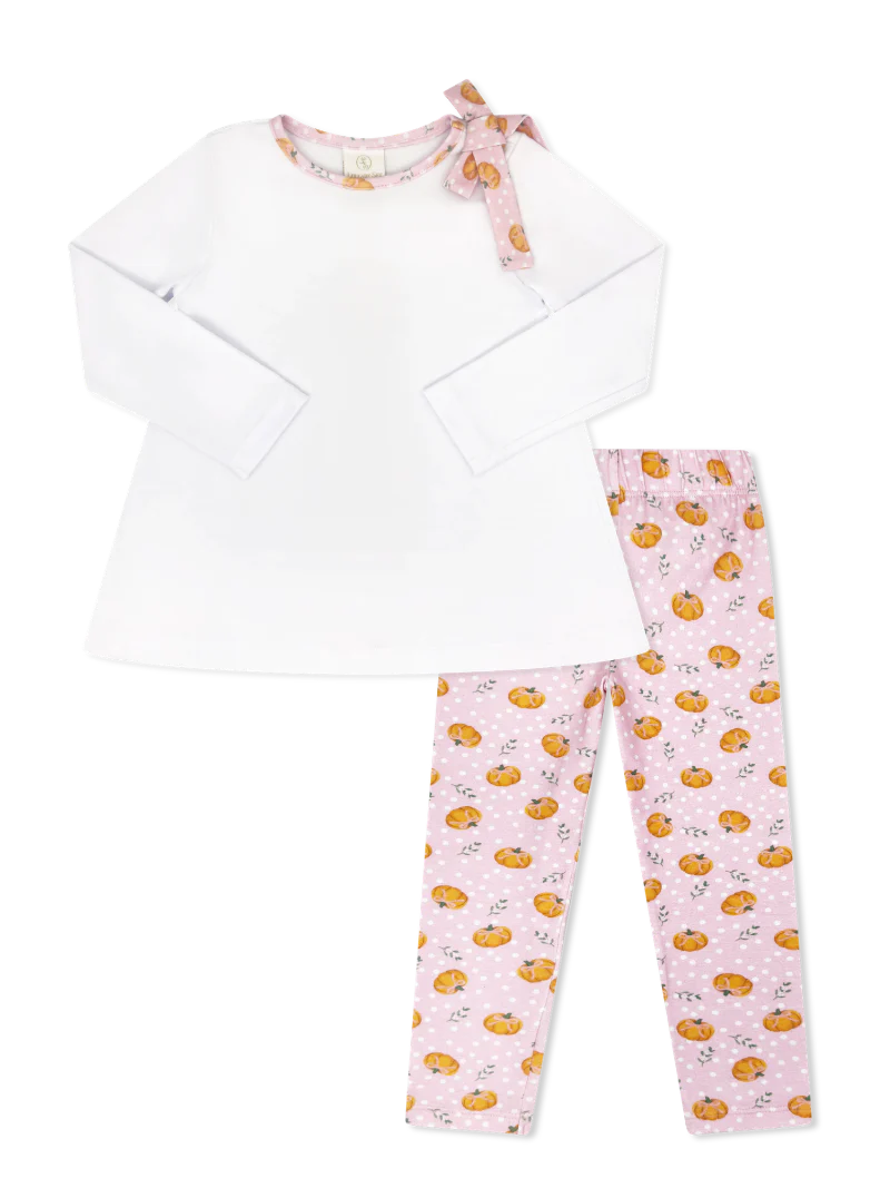 Lullaby Set- Madeline Legging Set- Legacy White Pumpkin Patch Delight