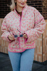 Katydid- Pink Dainty Floral Lightweight Quilted Jacket