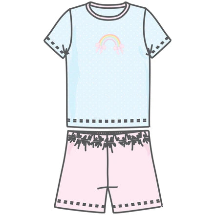 Magnolia Baby- Rainbow Wishes Applique Short Pajamas