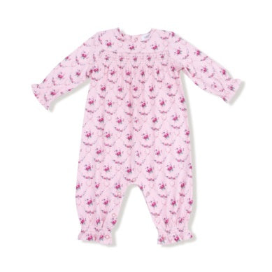Angel Dear-Smocked Romper-  Rose Garden Trellis