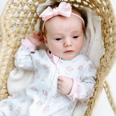 Magnolia Baby- Santa Baby Print Zip Footie