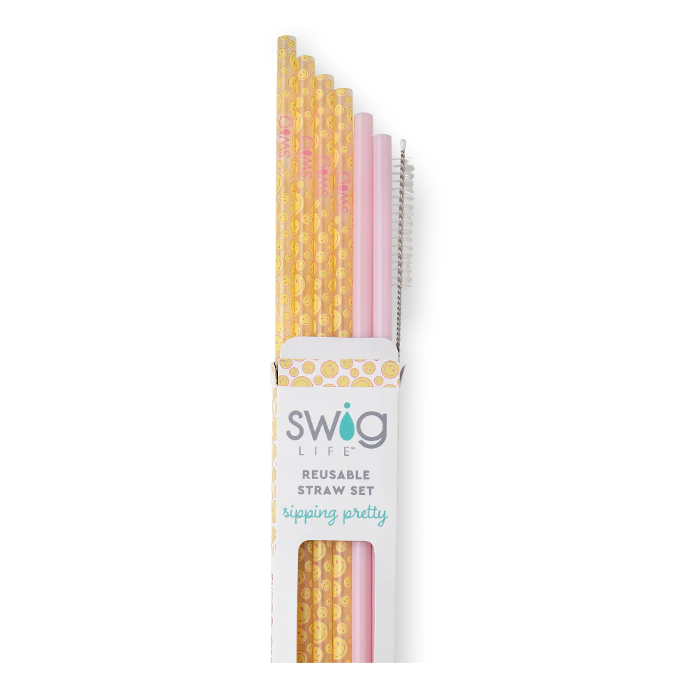 Swig Oh Happy Day & Pink Reusable Straw Set