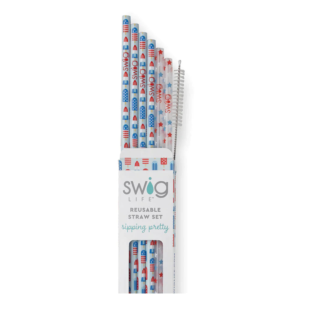 Swig Rocket Pop & Stars Reusable Straw Set
