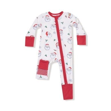 Angel Dear Cream Vintage Santas Zipper Romper