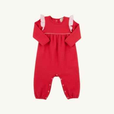 TBBC- Leigh Ann Angel Sleeve Romper- Richmond Red/Palm Beach Pink
