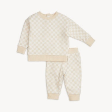 Magnetic Me- Chamois Checkerboard Brushed Fleece Sweatsuit