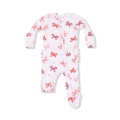 Angel Dear Candy Cane Bows Zipper Footie