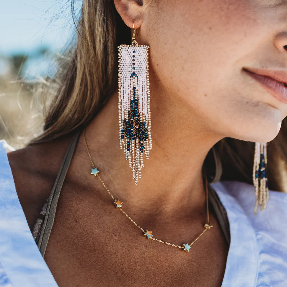 Teddy Beaded Fringe Earrings