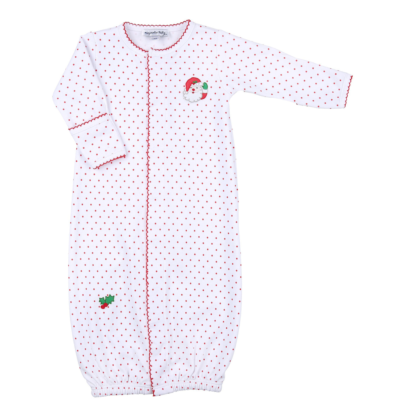 Winking Santa Embroidered Baby's First Convertible Gown