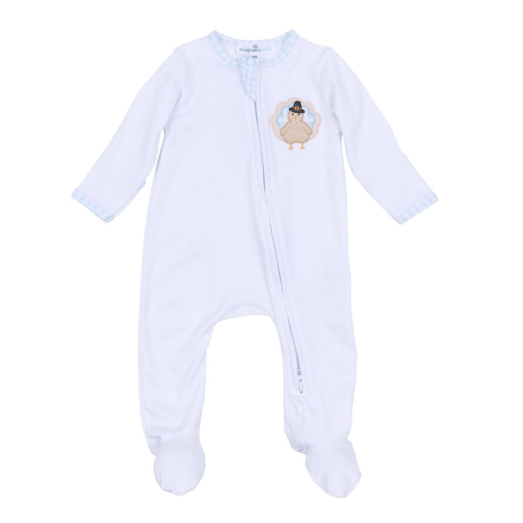 Magnolia Baby- Pilgram Pals Applique Zipper Footie
