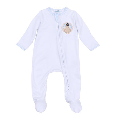 Magnolia Baby- Pilgram Pals Applique Zipper Footie