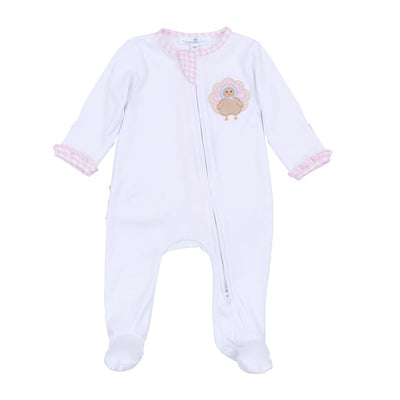 Magnolia Baby- Pilgram Pals Applique Zipper Footie