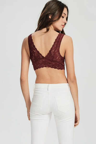 Scalloped Lace V Neck Padded Bralette