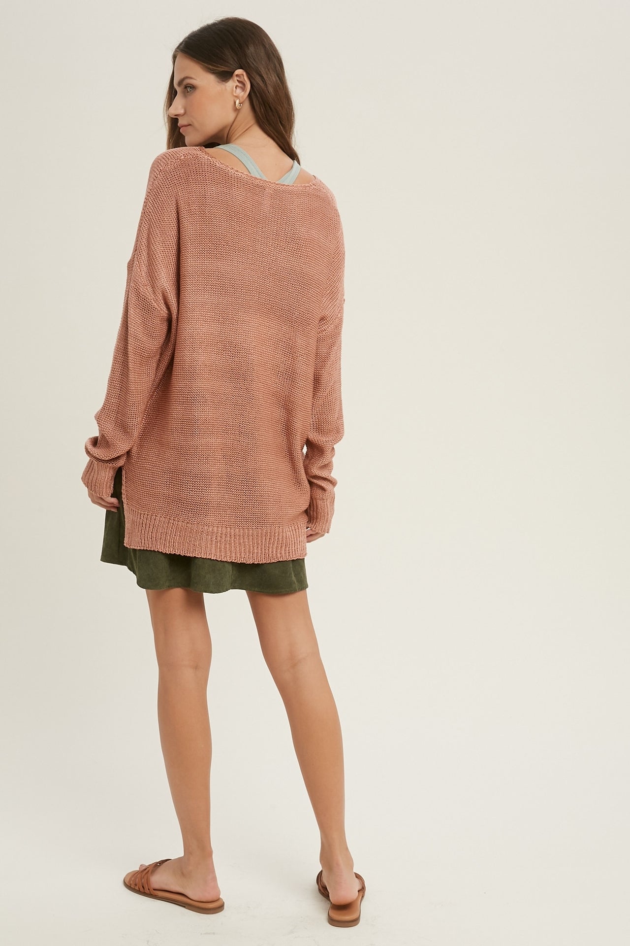 Casual Hi-Low Knit Sweater with Side Slit