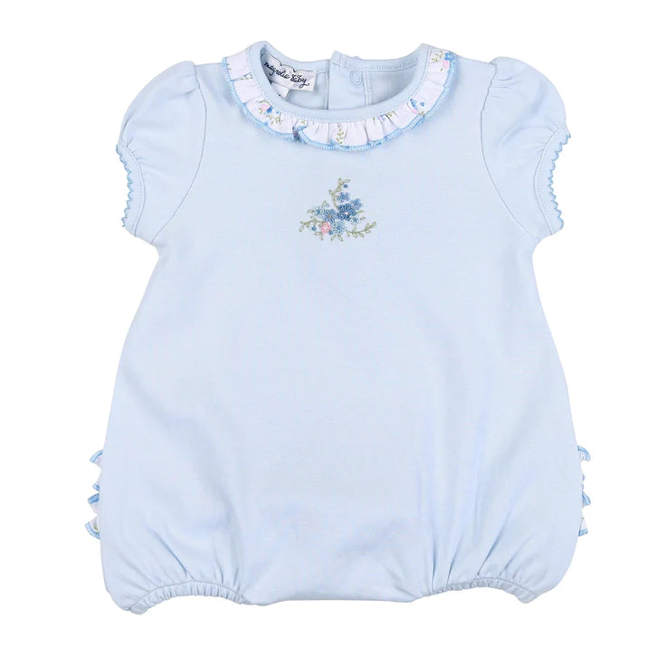 SAMANTHA'S CLASSICS EMBROIDERED RUFFLE SHORT SLEEVE BUBBLE