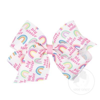 King Big Sister Rainbow Printed Grosgrain Bow