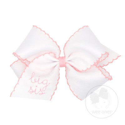 Small King White Grosgrain Moonstitch Big Sis Bow