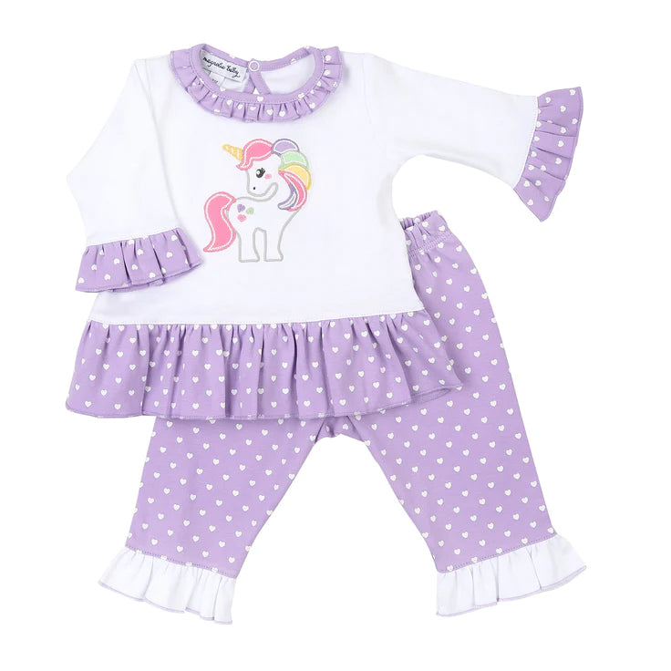 SWEET UNICORN COMBO RUFFLE TODDLER 2PC PANT SET