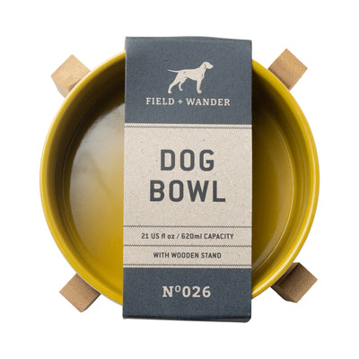 Ceramic Dog Bowl with Wooden Stand - Whine & Dine