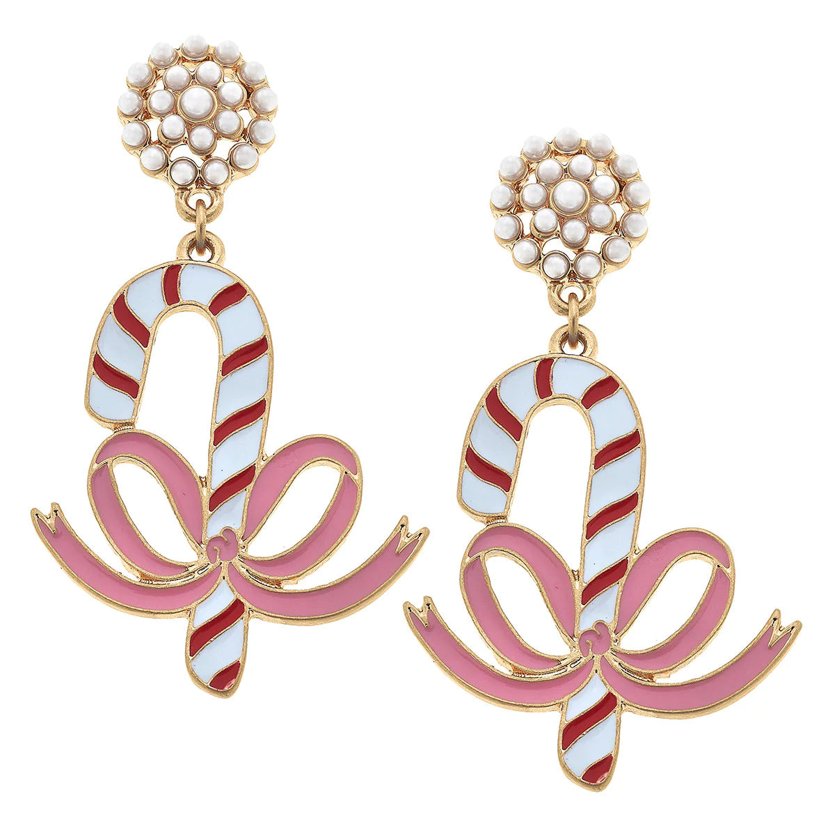Noelle Enamel Candy Cane Earrings