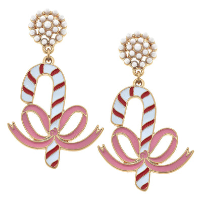 Noelle Enamel Candy Cane Earrings