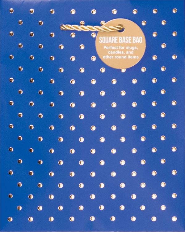 Gold Swiss Dots- Navy Tote Bag- Square