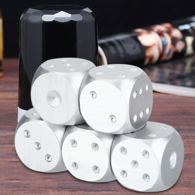 Silver Brushed Stainless Dice Set