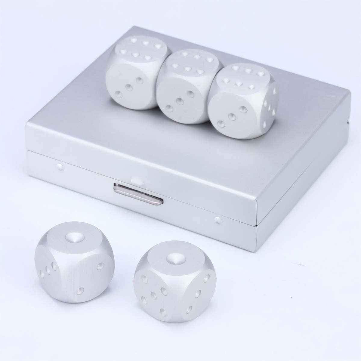 Silver Brushed Stainless Dice Set