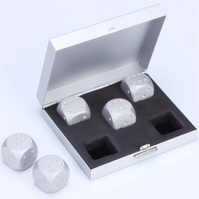 Silver Brushed Stainless Dice Set