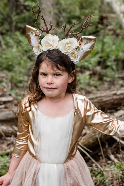 Woodland Deer Dress with Headpiece, Size 5-6