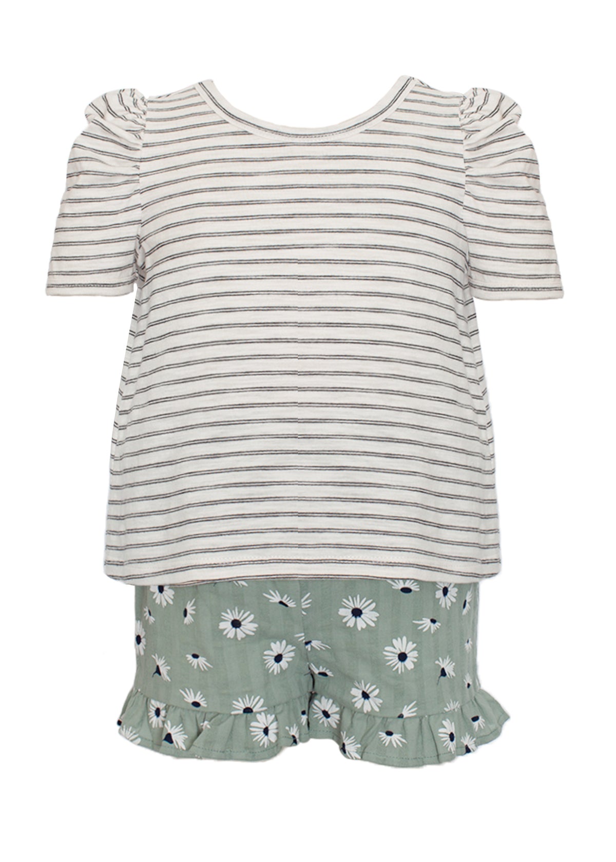 White Flower Friends Woven and Knit 2 Piece Set