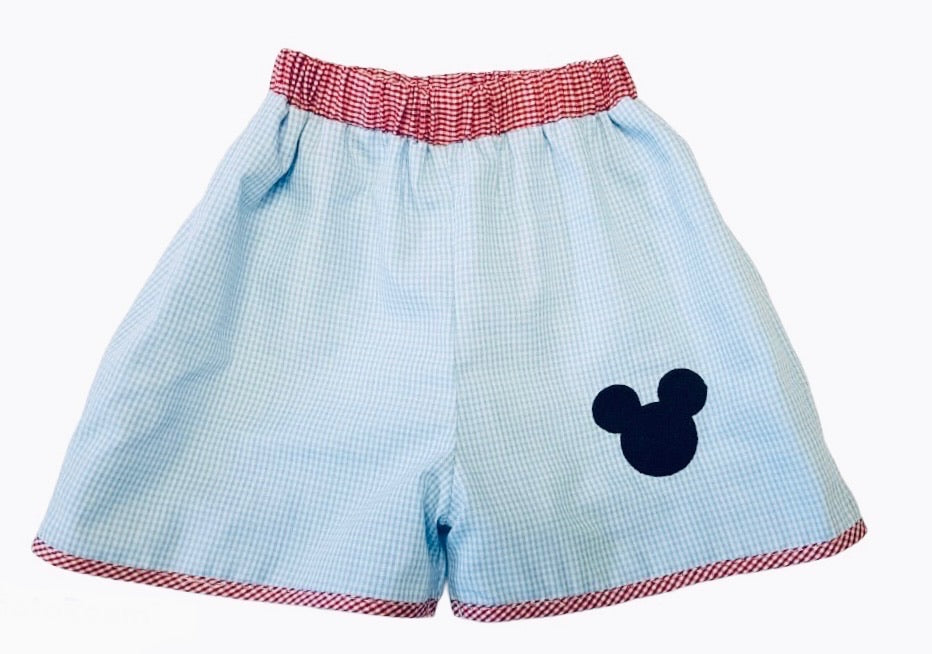 Lt Blue Gingham Shorts