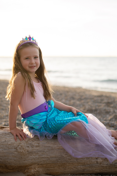 Mermaid Glimmer Skirt with Tiara, Lilac/Blue, Size 5