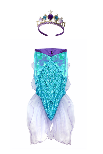 Mermaid Glimmer Skirt with Tiara, Lilac/Blue, Size 5