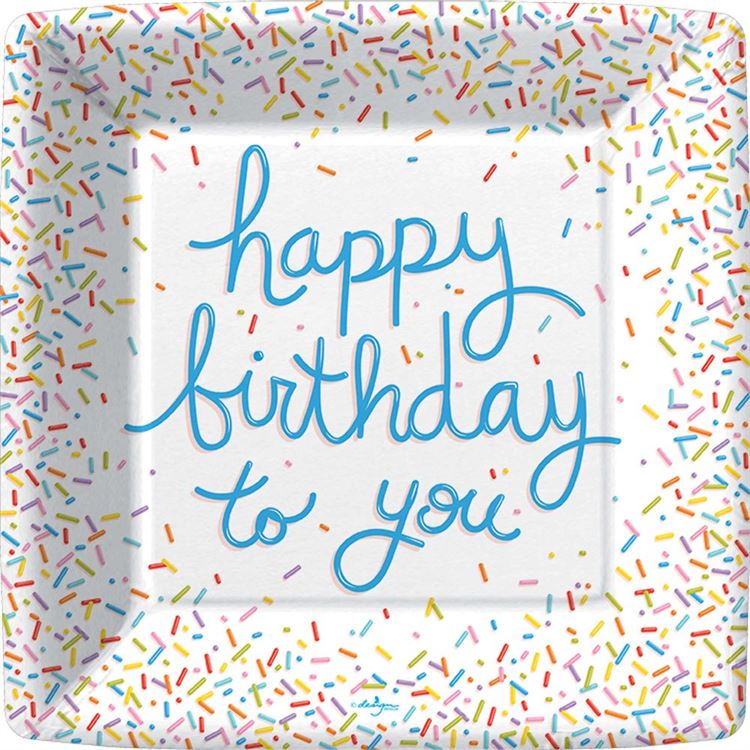 Birthday Sprinkles Plate- Dinner- Square