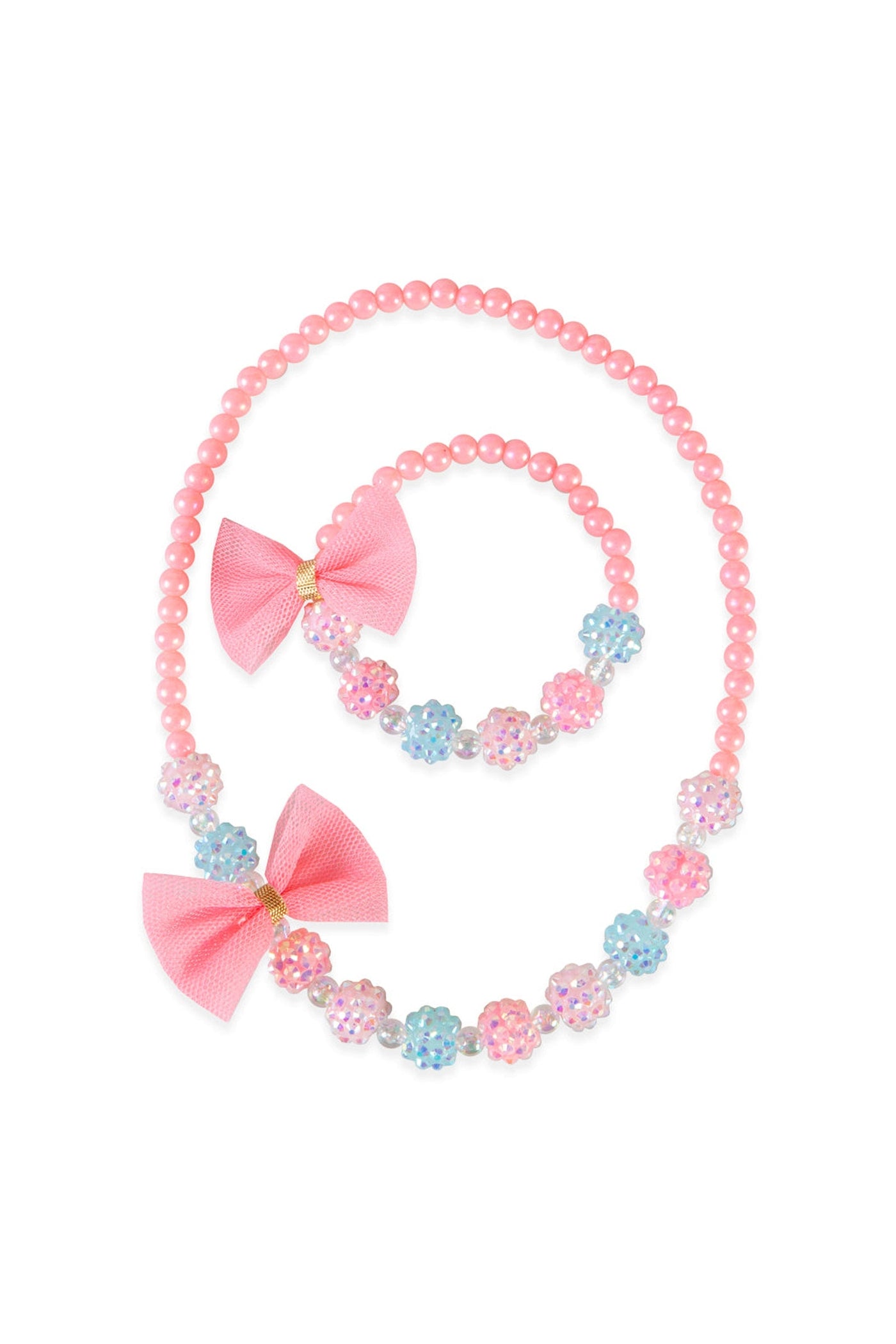 Thick Pink Necklace and Bracelet Set