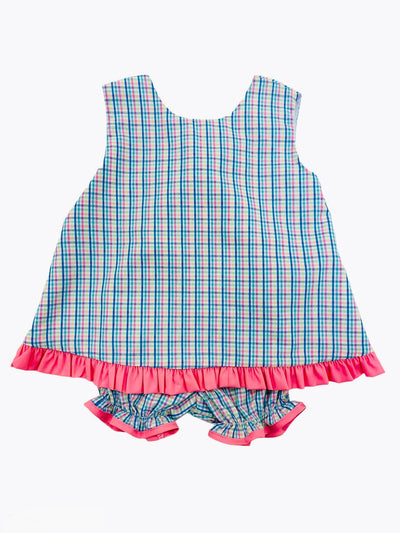 Basic Pink Ruffle Bow Girl Bloomer Set
