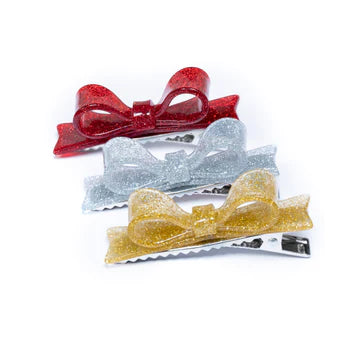 Glitter Bow Tie Hair Clips