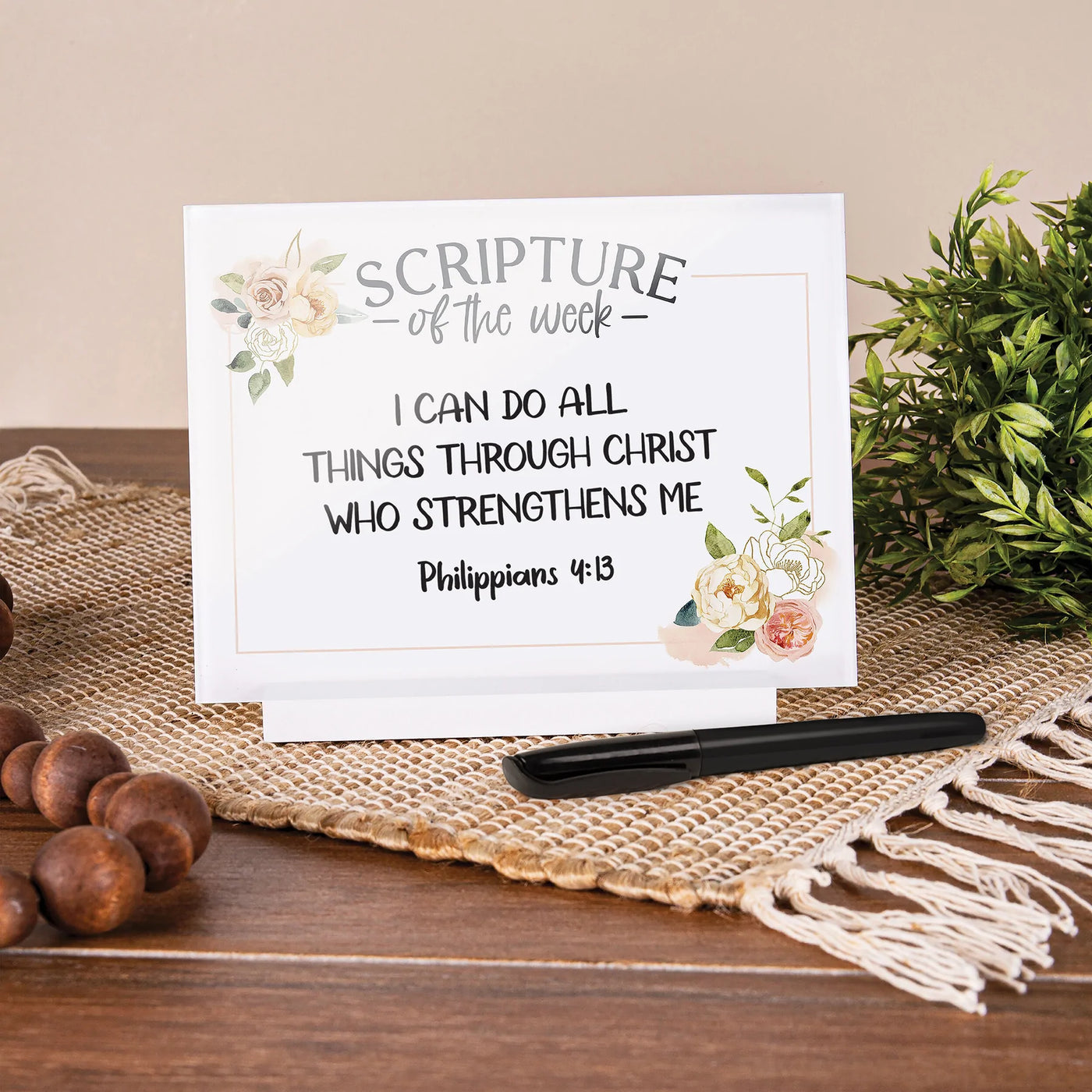 SCRIPTURE OF THE WEEK DRY ERASE MARKER BOARD WITH WOODEN BASE