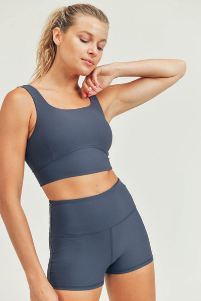 Micro- Ribbed Lycra-Blend Sports Bra