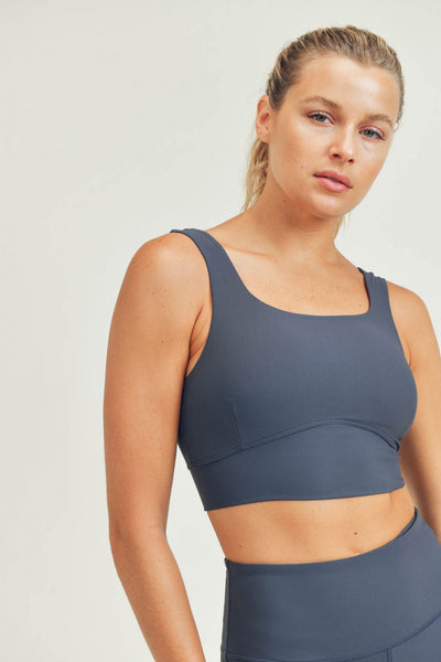 Micro- Ribbed Lycra-Blend Sports Bra